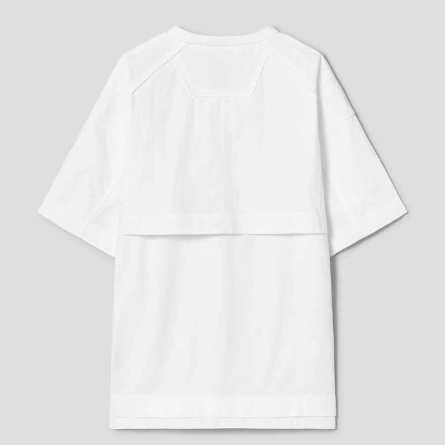 JUUN.J Nylon Panel Detail Short Sleeve — White