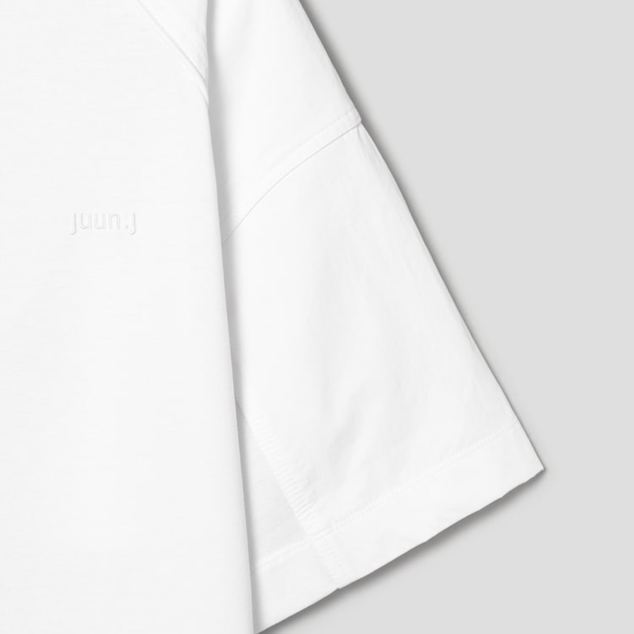 JUUN.J Nylon Panel Detail Short Sleeve — White