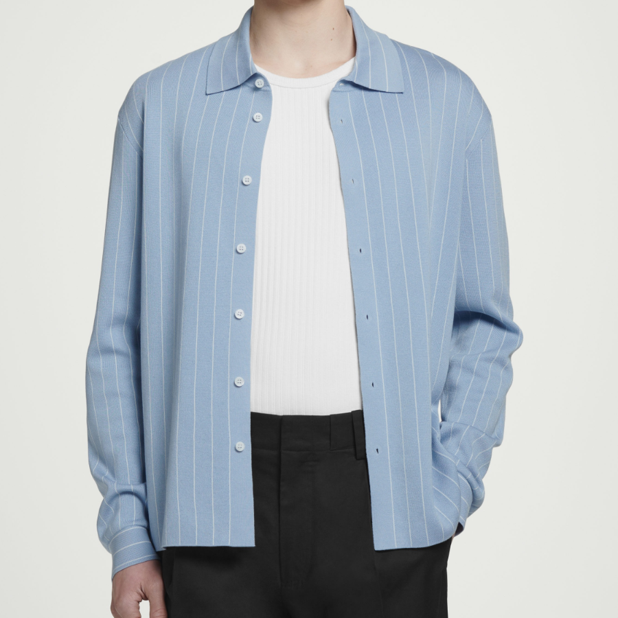 COS Relaxed Stripe Knit Cotton Shirt