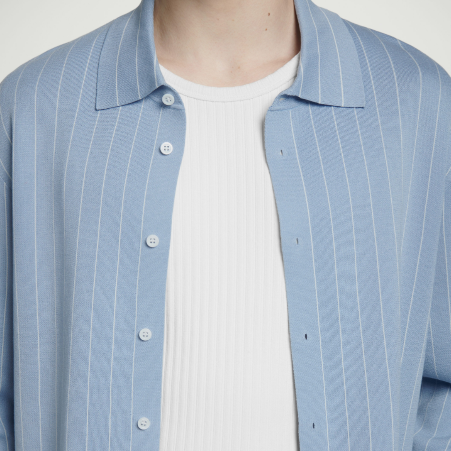COS Relaxed Stripe Knit Cotton Shirt