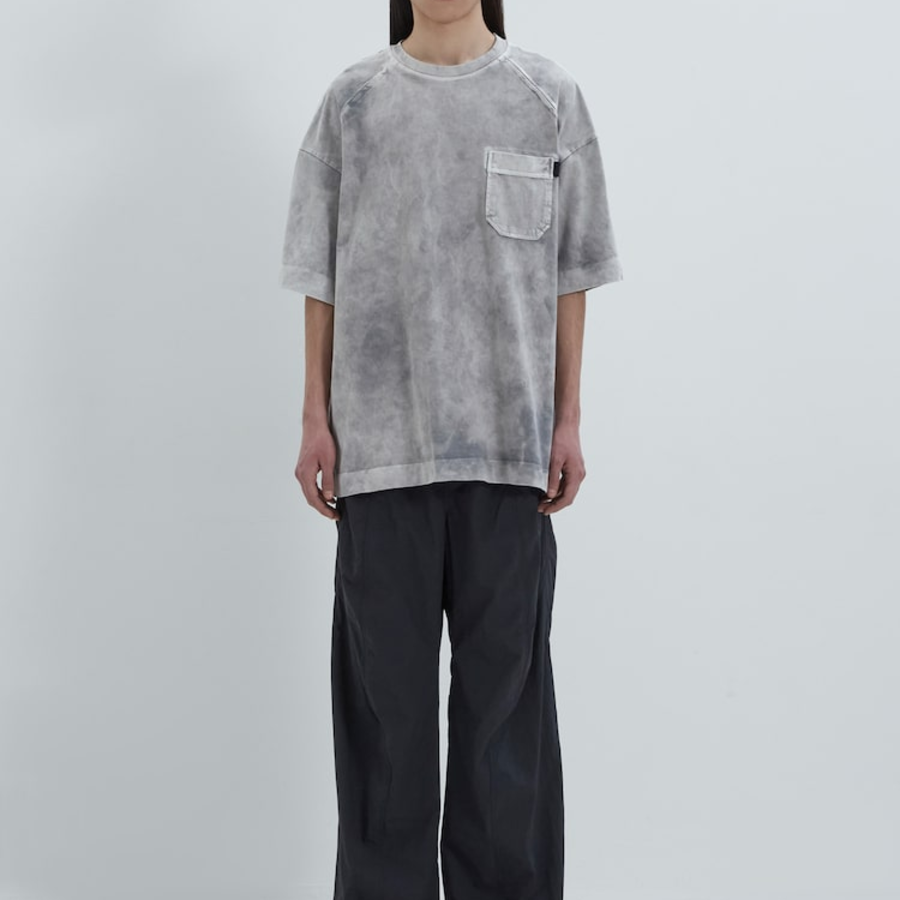 JUUN.J Slash Pocket Semi-Oversized Dyed Short Sleeve – Light Grey