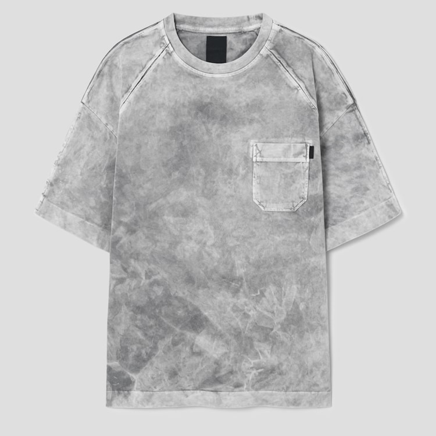 JUUN.J Slash Pocket Semi-Oversized Dyed Short Sleeve – Light Grey
