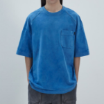 JUUN.J Slash Pocket Semi-Oversized Dyed Short Sleeve –  Blue