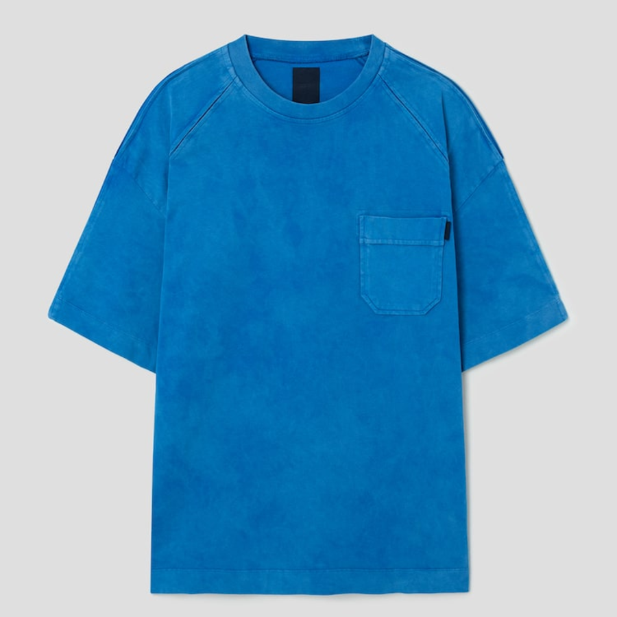 JUUN.J Slash Pocket Semi-Oversized Dyed Short Sleeve –  Blue