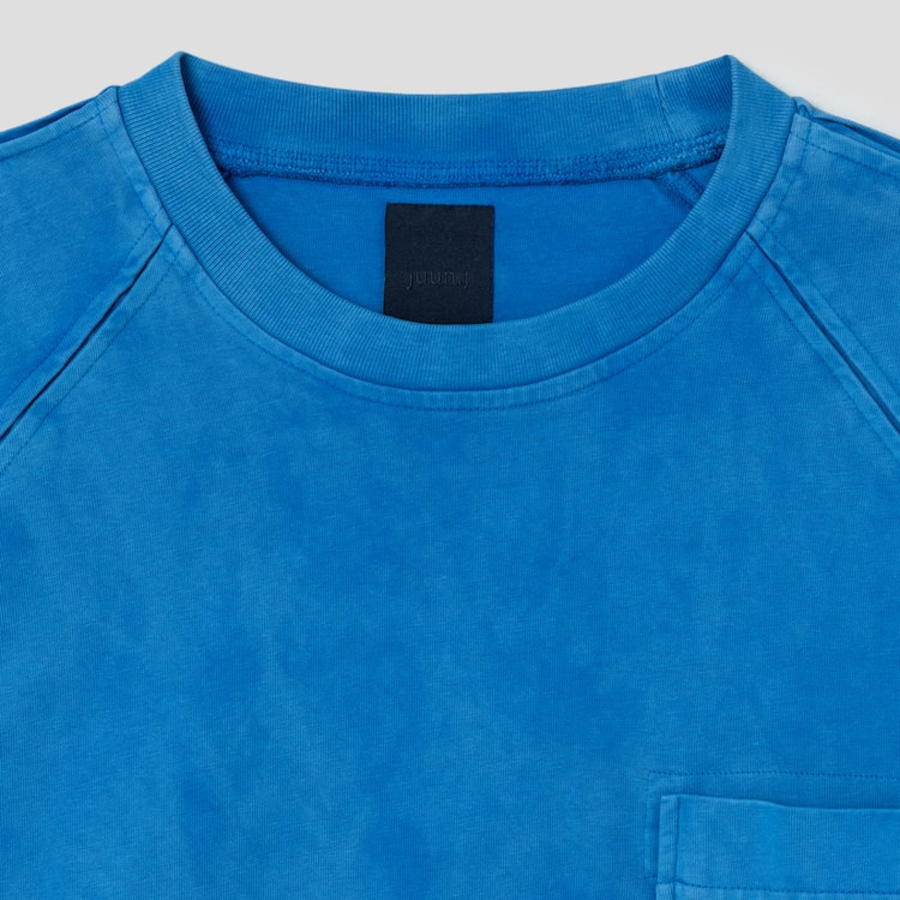 JUUN.J Slash Pocket Semi-Oversized Dyed Short Sleeve –  Blue