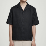 COS Linen Short-Sleeve Shirt – Black