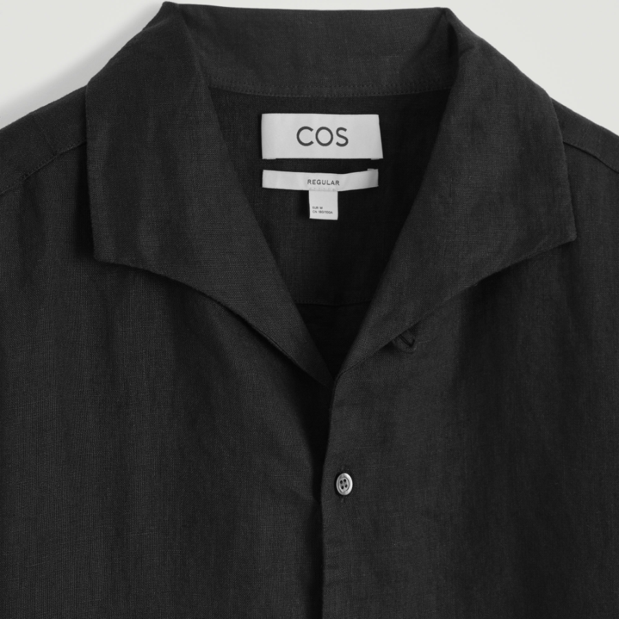 COS Linen Short-Sleeve Shirt – Black