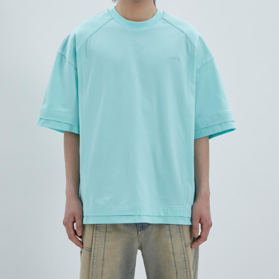 JUUN.J Layered Style Hidden Pocket Short Sleeve – Turquoise