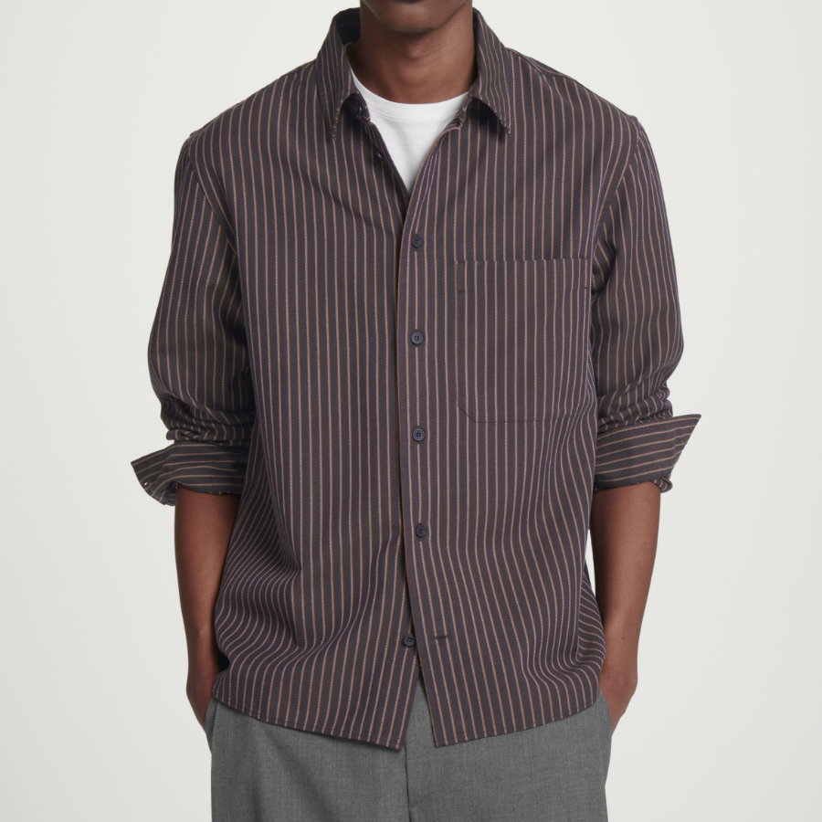 COS Relaxed Twill Shirt – Brown Stripe