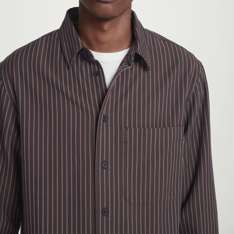 COS Relaxed Twill Shirt – Brown Stripe