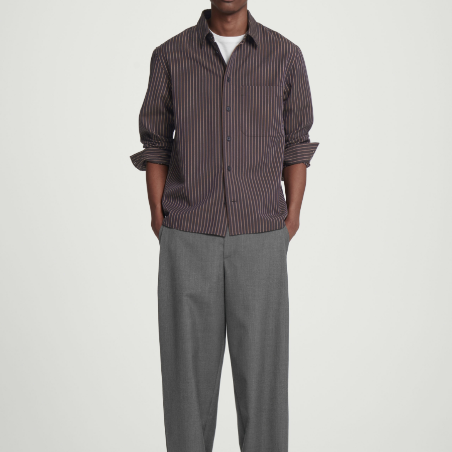 COS Relaxed Twill Shirt – Brown Stripe