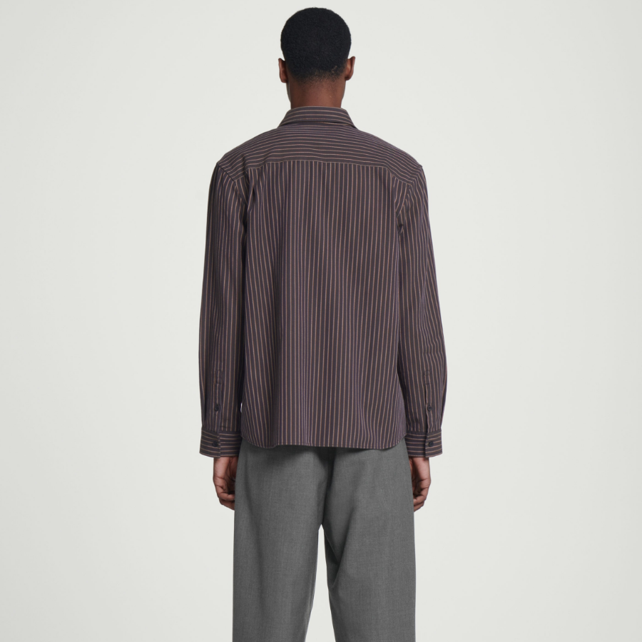 COS Relaxed Twill Shirt – Brown Stripe