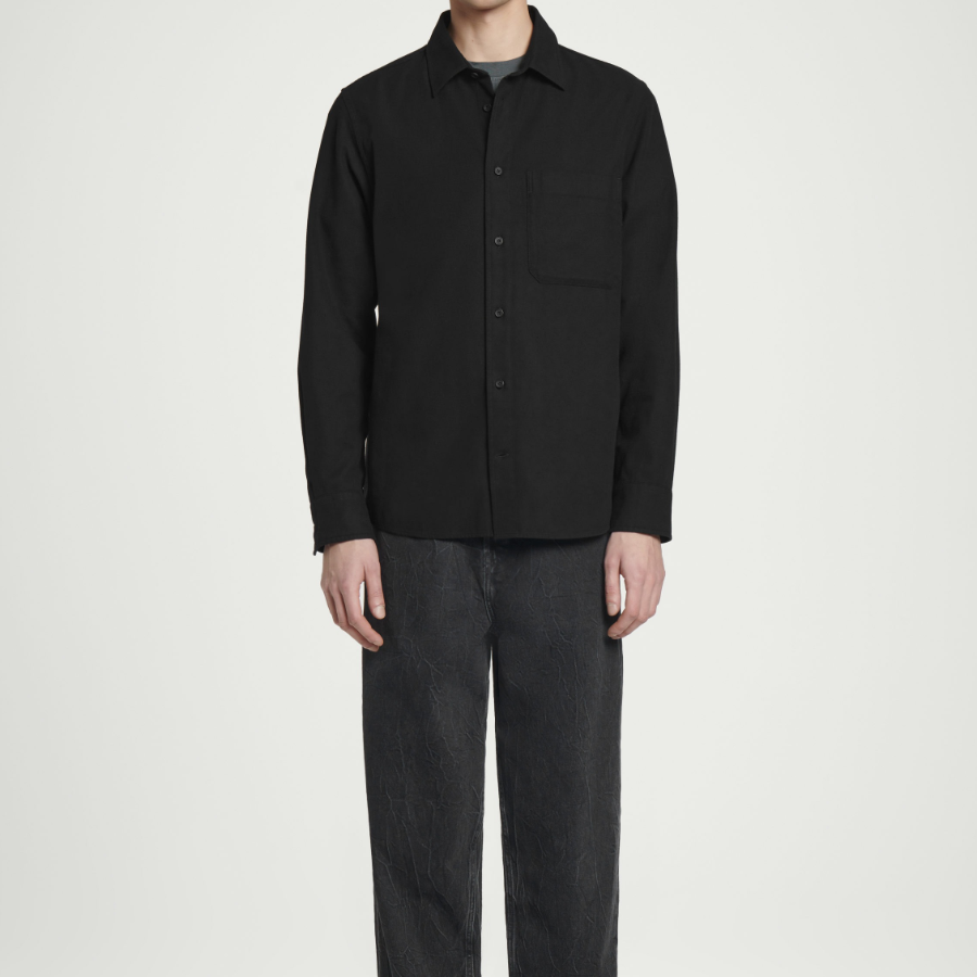 COS Relaxed Brushed Cotton Blend Shirt – Black