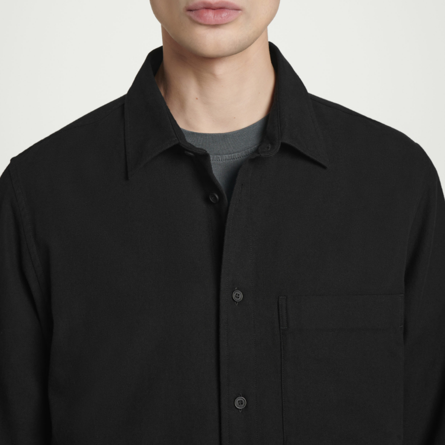 COS Relaxed Brushed Cotton Blend Shirt – Black
