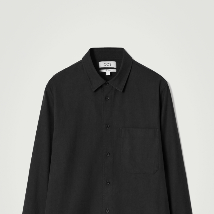 COS Relaxed Brushed Cotton Blend Shirt – Black
