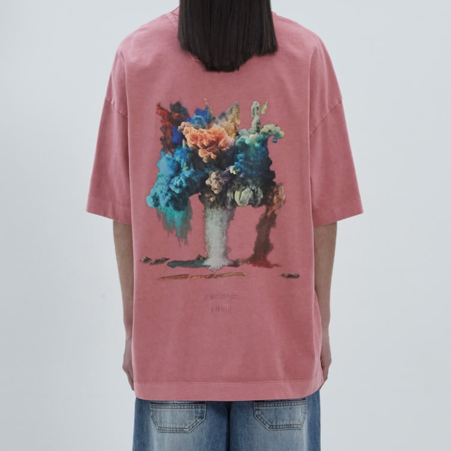 JUUN.J KIM KEEVER Floating Flower Semi-Oversized Dyed Short Sleeve – Red