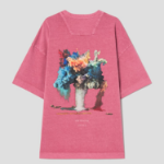 JUUN.J KIM KEEVER Floating Flower Semi-Oversized Dyed Short Sleeve – Red