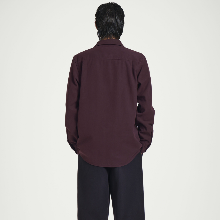 COS Relaxed Brushed Cotton Blend Shirt – Burgundy