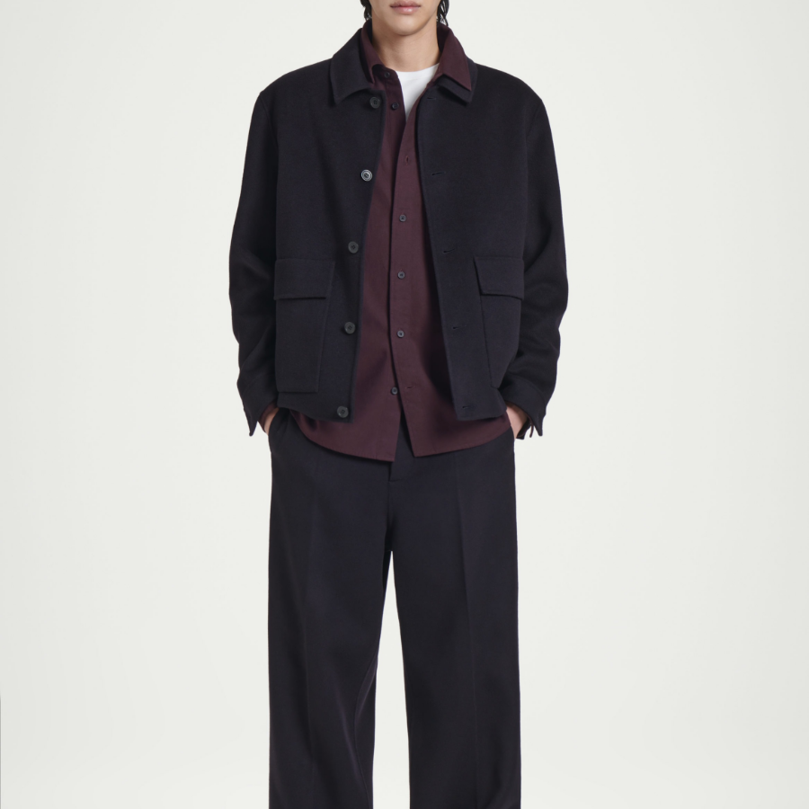 COS Relaxed Brushed Cotton Blend Shirt – Burgundy