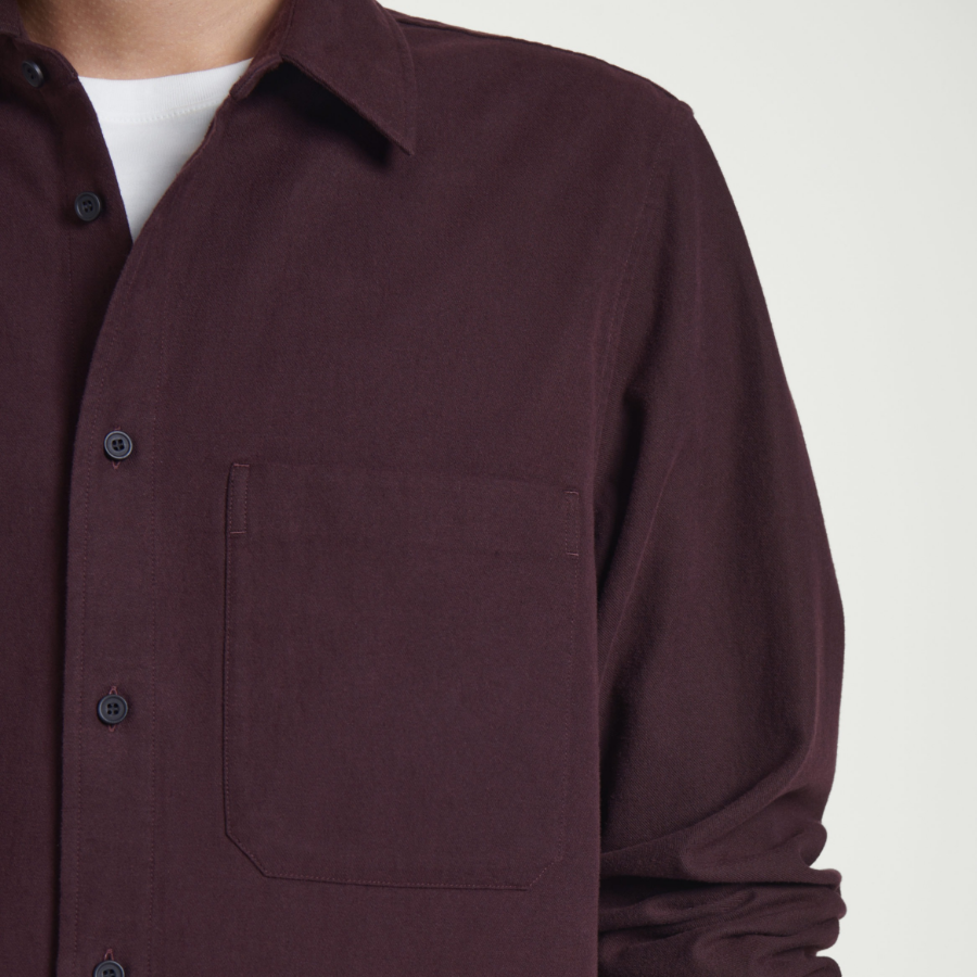 COS Relaxed Brushed Cotton Blend Shirt – Burgundy
