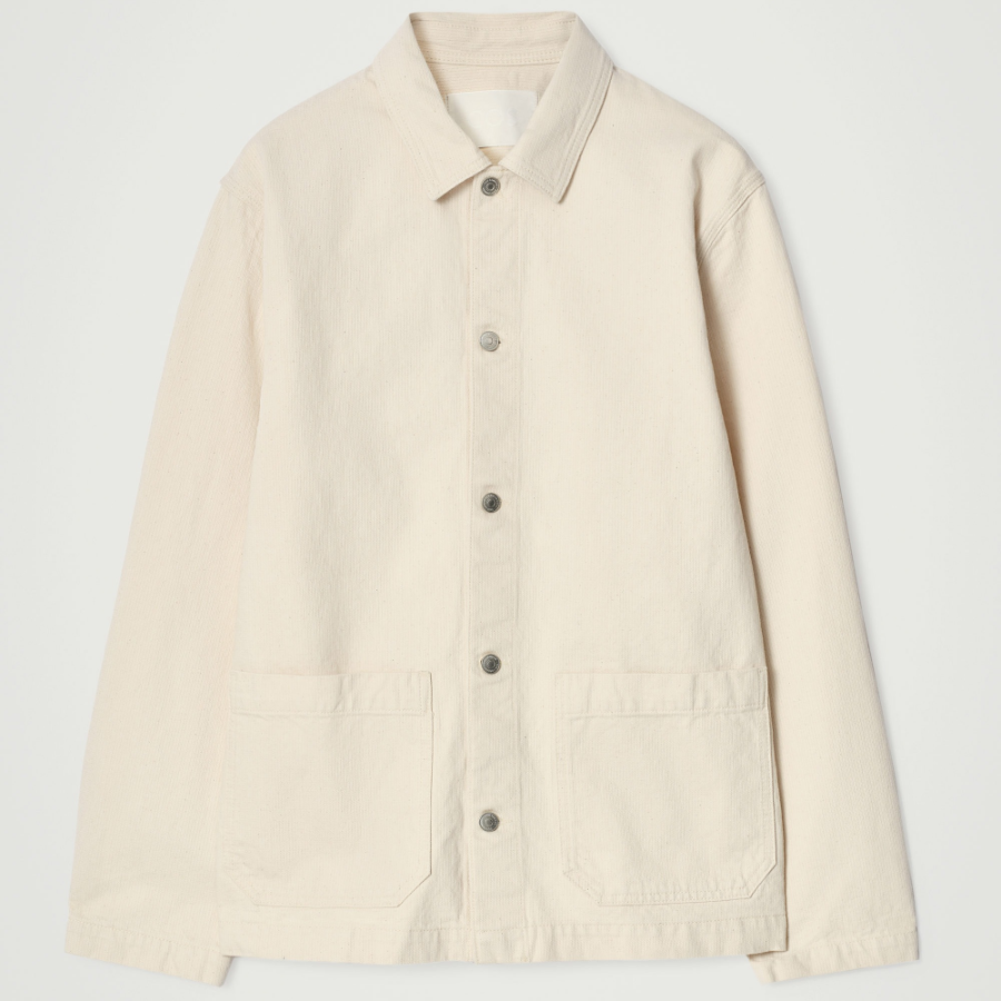COS Relaxed Chain Stitch Denim Overshirt – Ecru