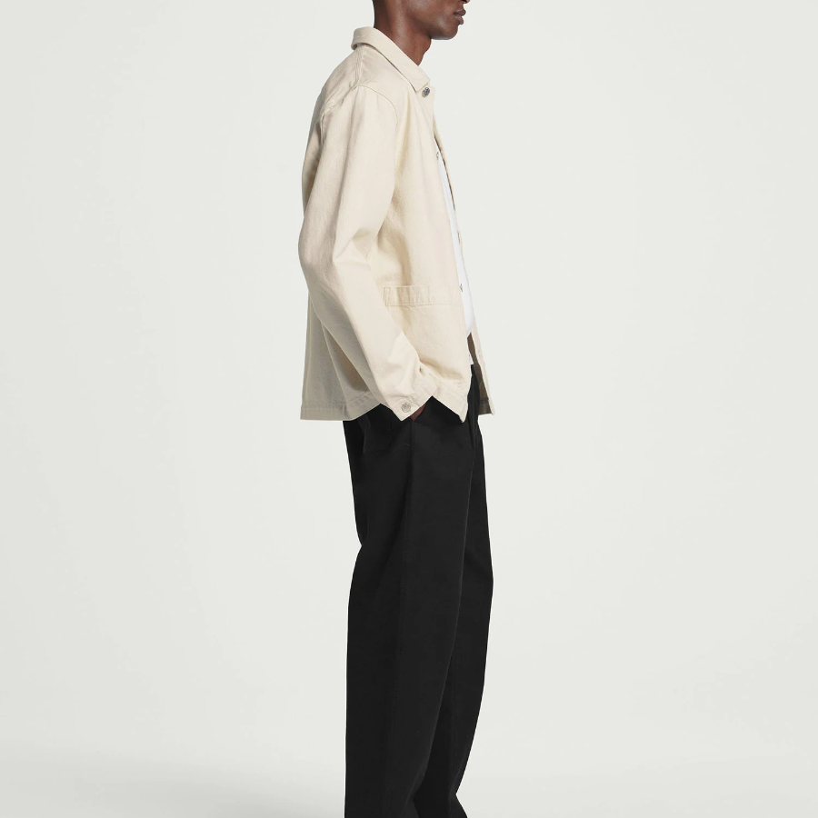 COS Relaxed Chain Stitch Denim Overshirt – Ecru