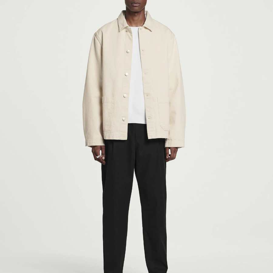 COS Relaxed Chain Stitch Denim Overshirt – Ecru