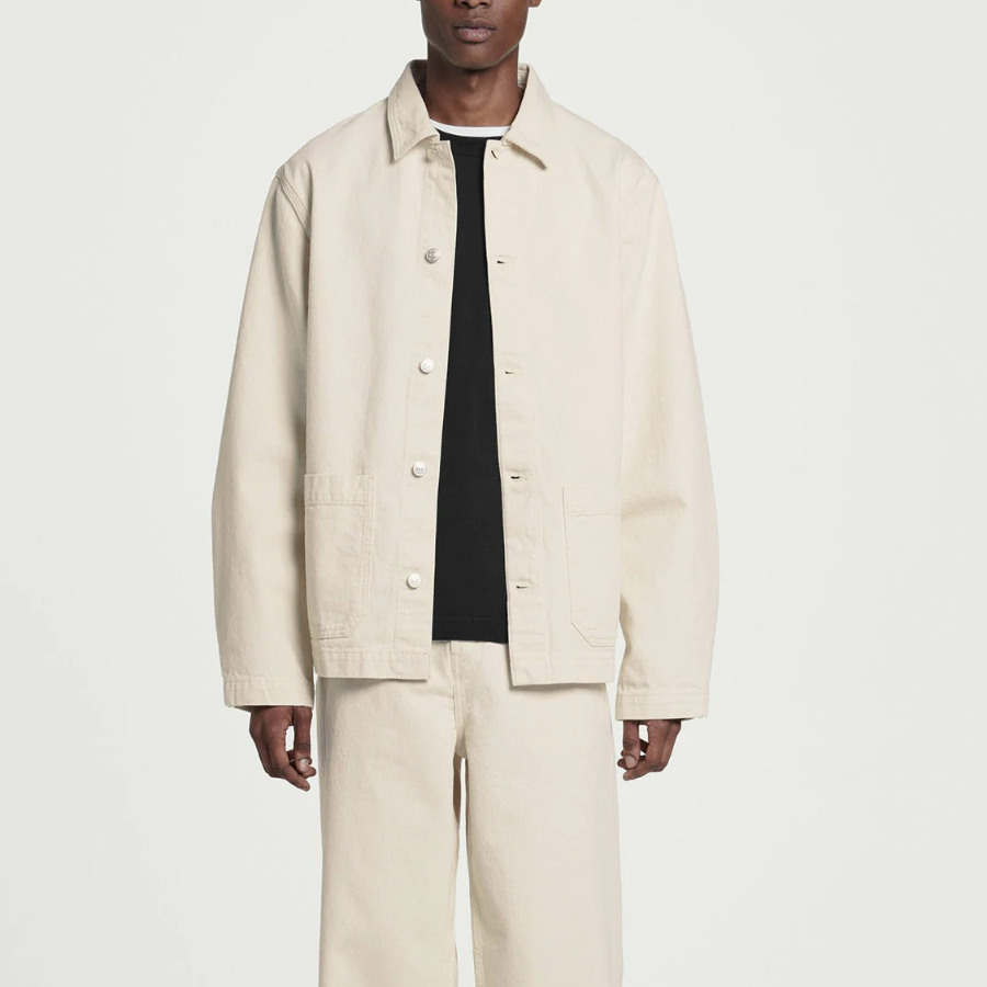 COS Relaxed Chain Stitch Denim Overshirt – Ecru