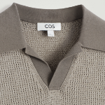 COS Open Knit Bouclé Polo Shirt – Mole Melange