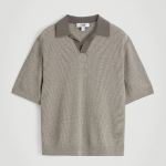 COS Open Knit Bouclé Polo Shirt – Mole Melange