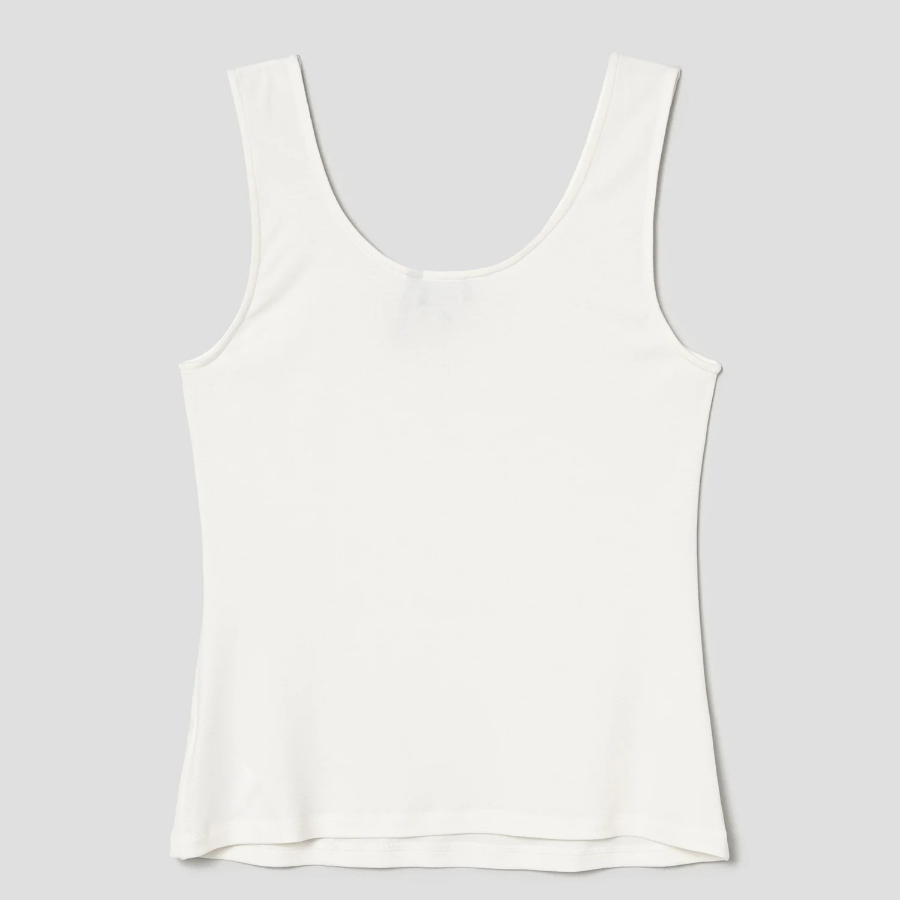 Theory Women Ribbed Viscose Deep Scoop Tank - Ivory