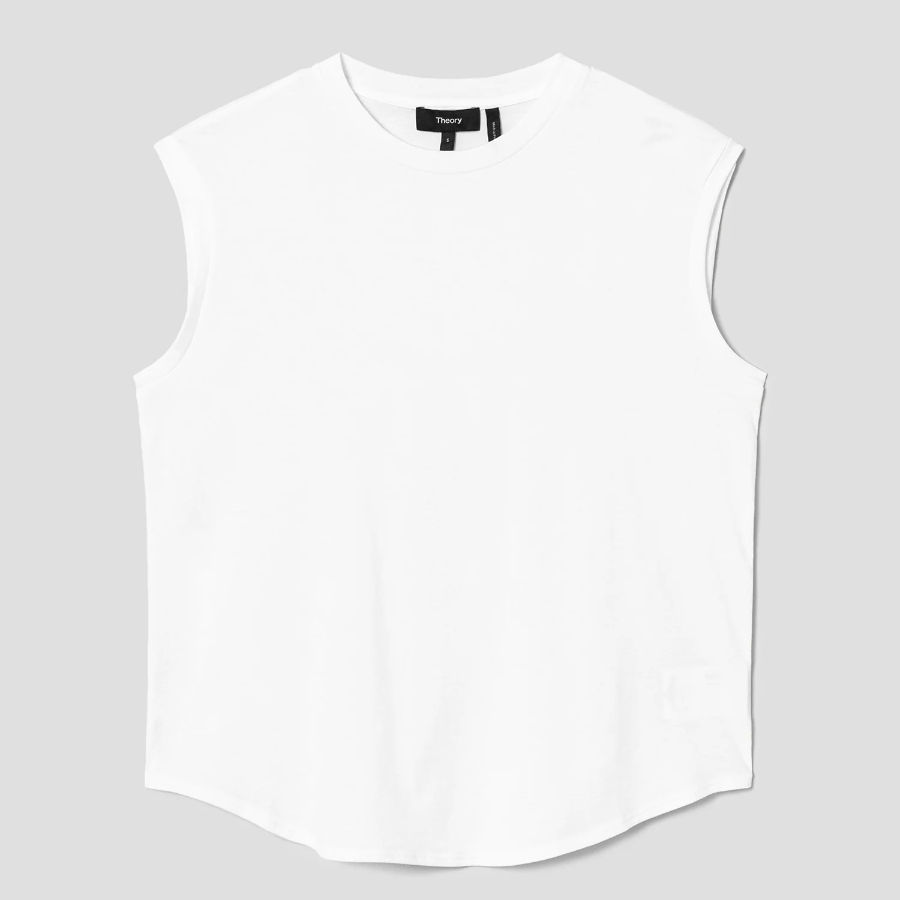 Theory Women Apex Cotton Shirt Tail Tank - White