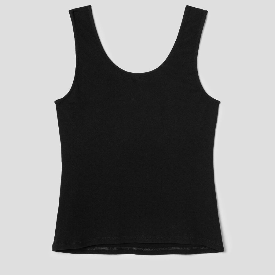 Theory Women Ribbed Viscose Deep Scoop Tank - Black