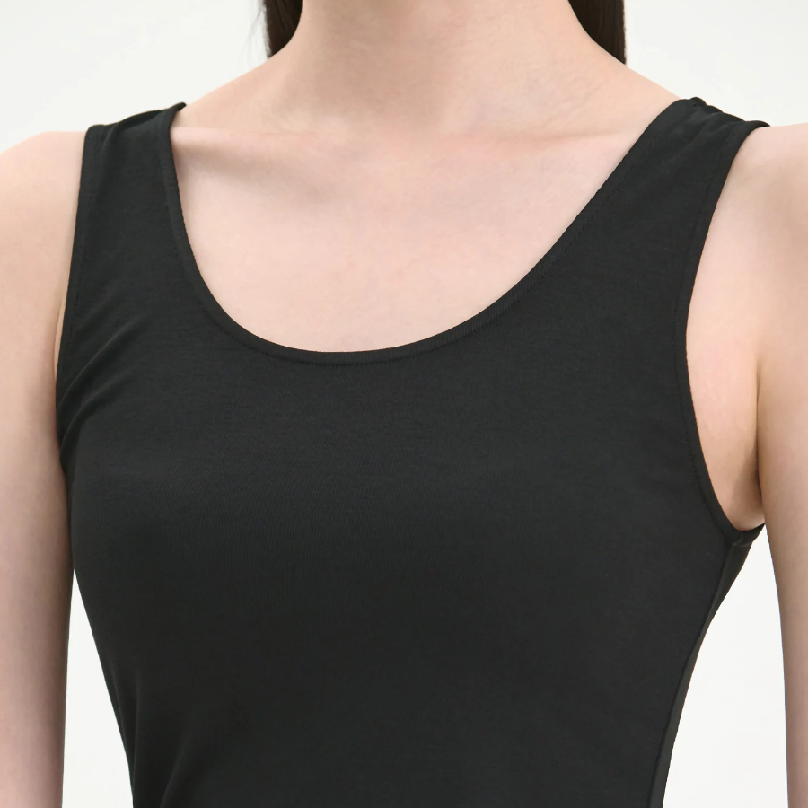 Theory Women Ribbed Viscose Deep Scoop Tank - Black