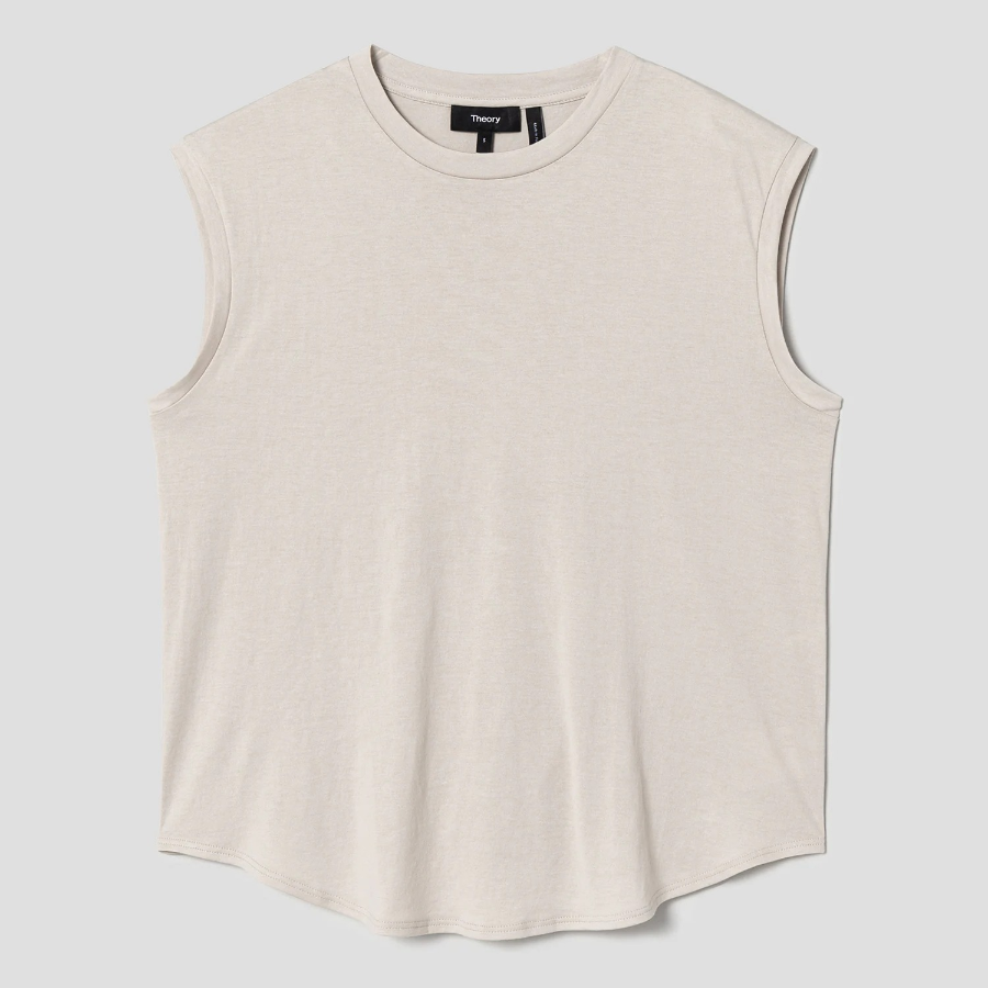 Theory Women Apex Cotton Shirt Tail Tank - Sand