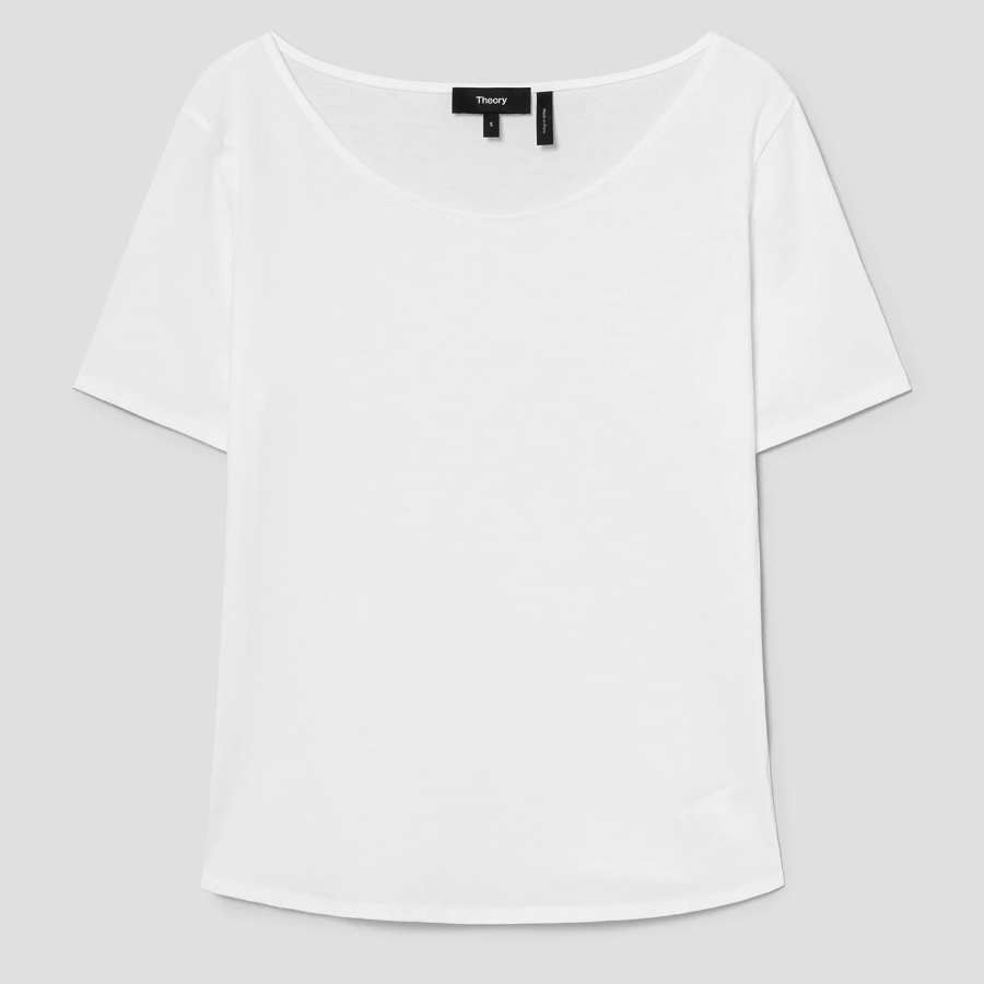 Theory Women Apex Cotton Scoop Tee - White