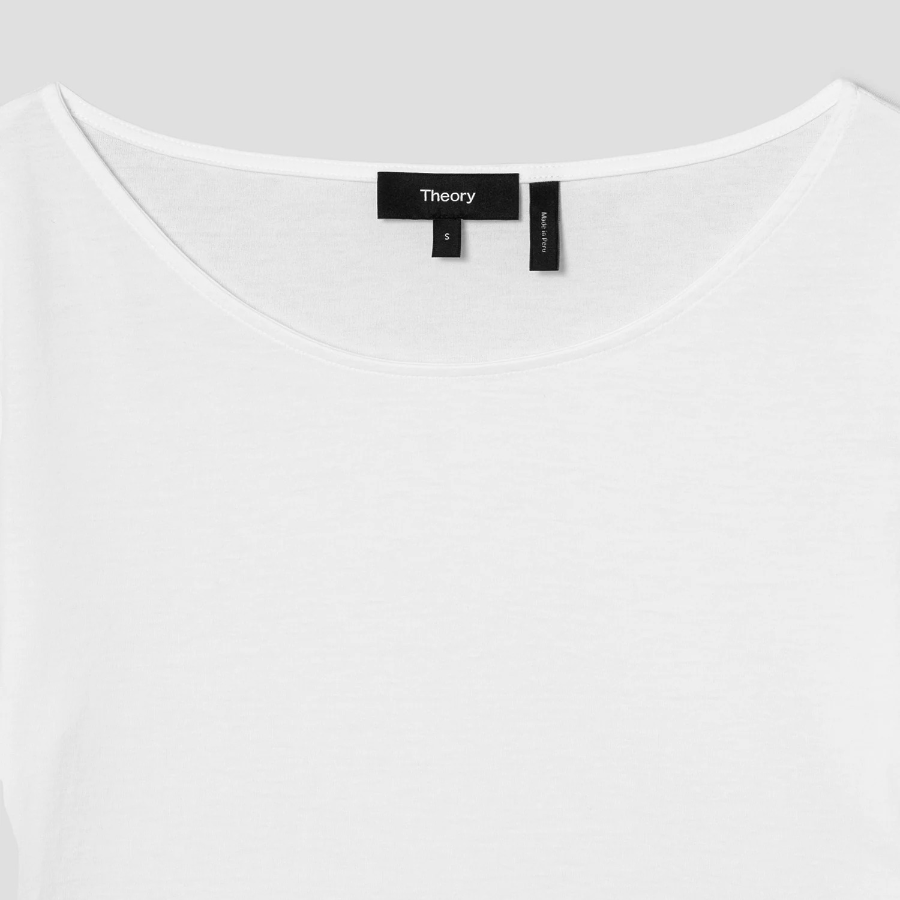 Theory Women Apex Cotton Scoop Tee - White
