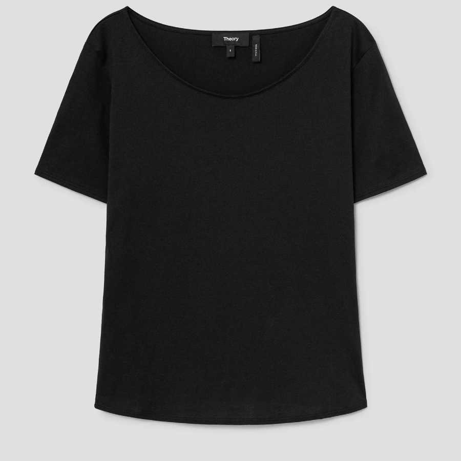 Theory Women Apex Cotton Scoop Tee - Black