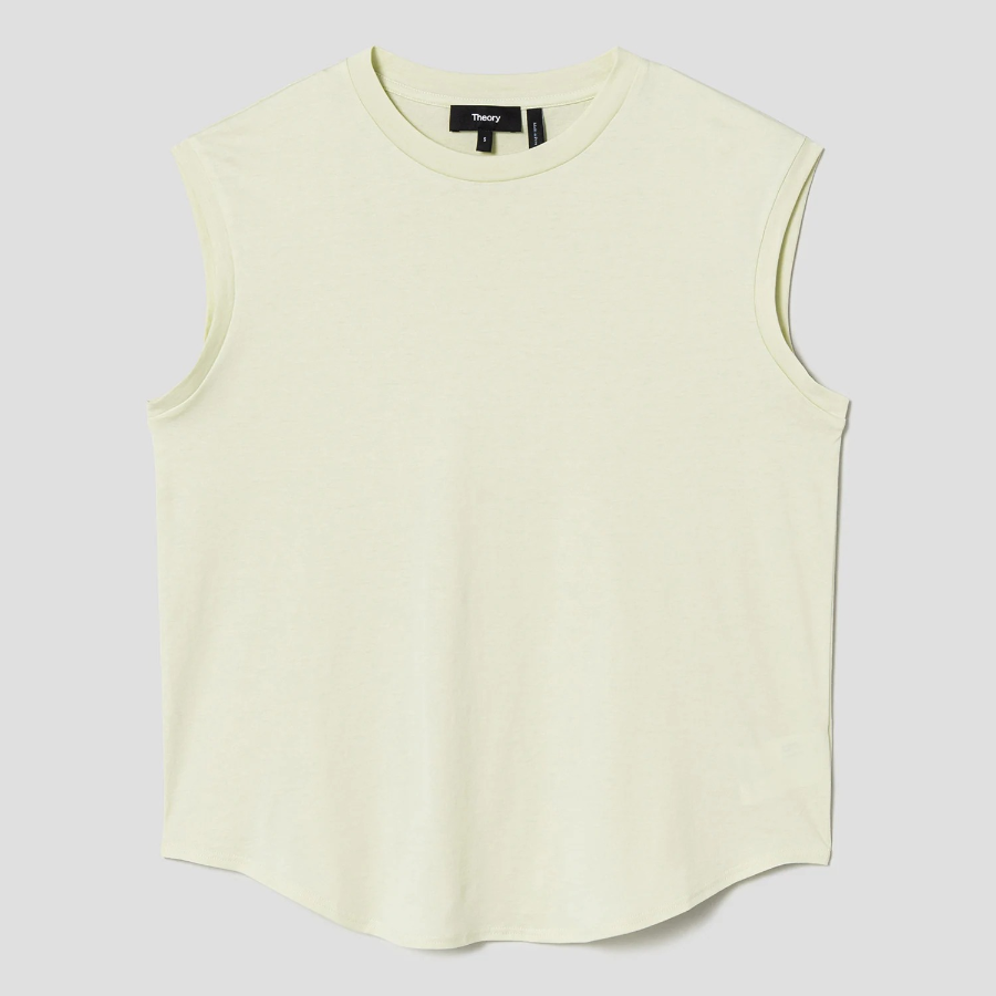 Theory Women Apex Cotton Shirt Tail Tank - Aloe