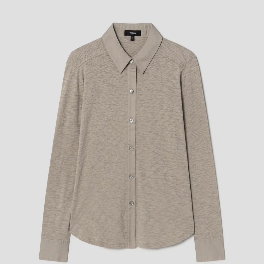 Theory Women Nebulous Riduro Shirt Tee - Soft Taupe