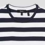 Theory Women Wide Stripe Boxy Crewneck Tee - Navy Multi