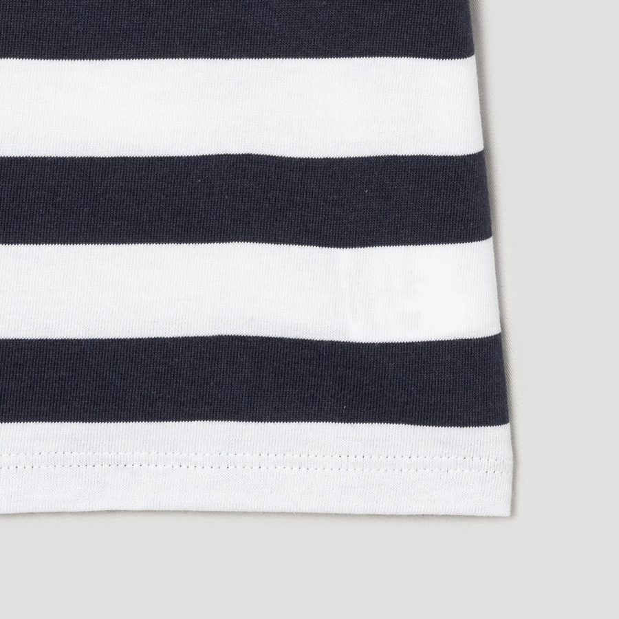 Theory Women Wide Stripe Boxy Crewneck Tee - Navy Multi