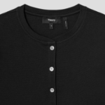 Theory Women Perry Knit Rib Henley Top - Black