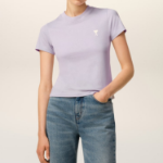 ami Women Off White ADC Cropped T-shirt – Lilac