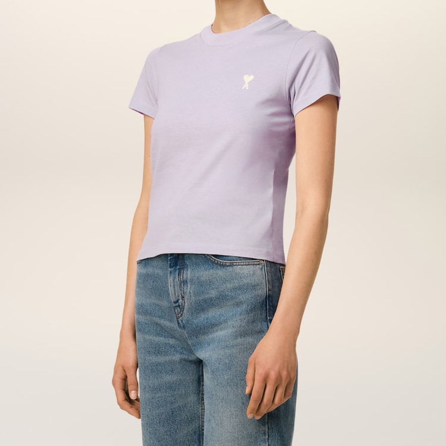 ami Women Off White ADC Cropped T-shirt – Lilac