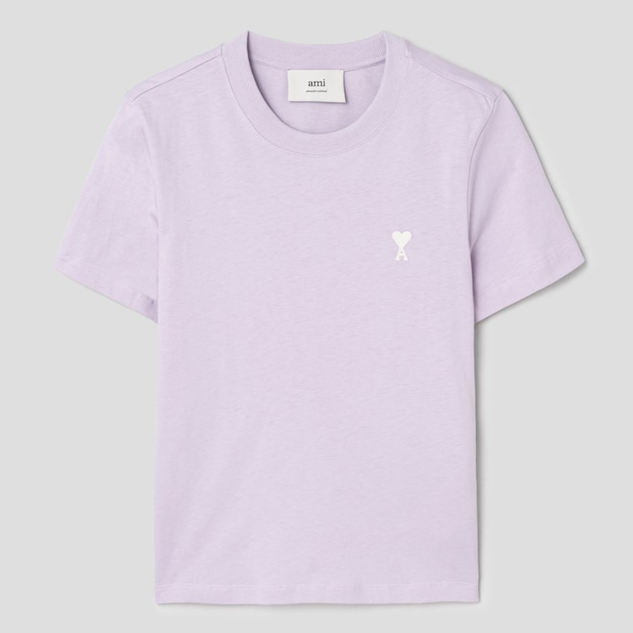 ami Women Off White ADC Cropped T-shirt – Lilac
