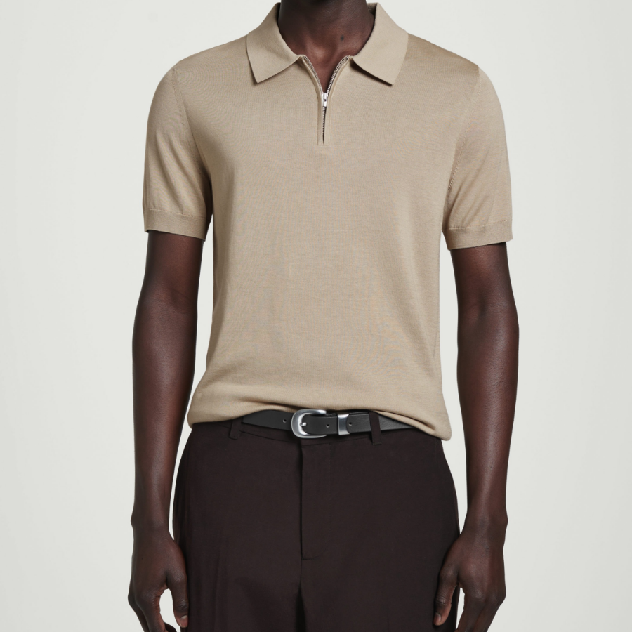 COS – Slim Knitted Silk Zip-Up Polo Shirt