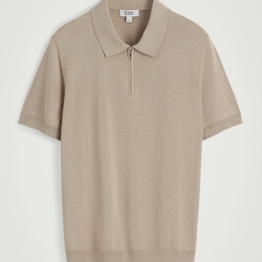 COS – Slim Knitted Silk Zip-Up Polo Shirt