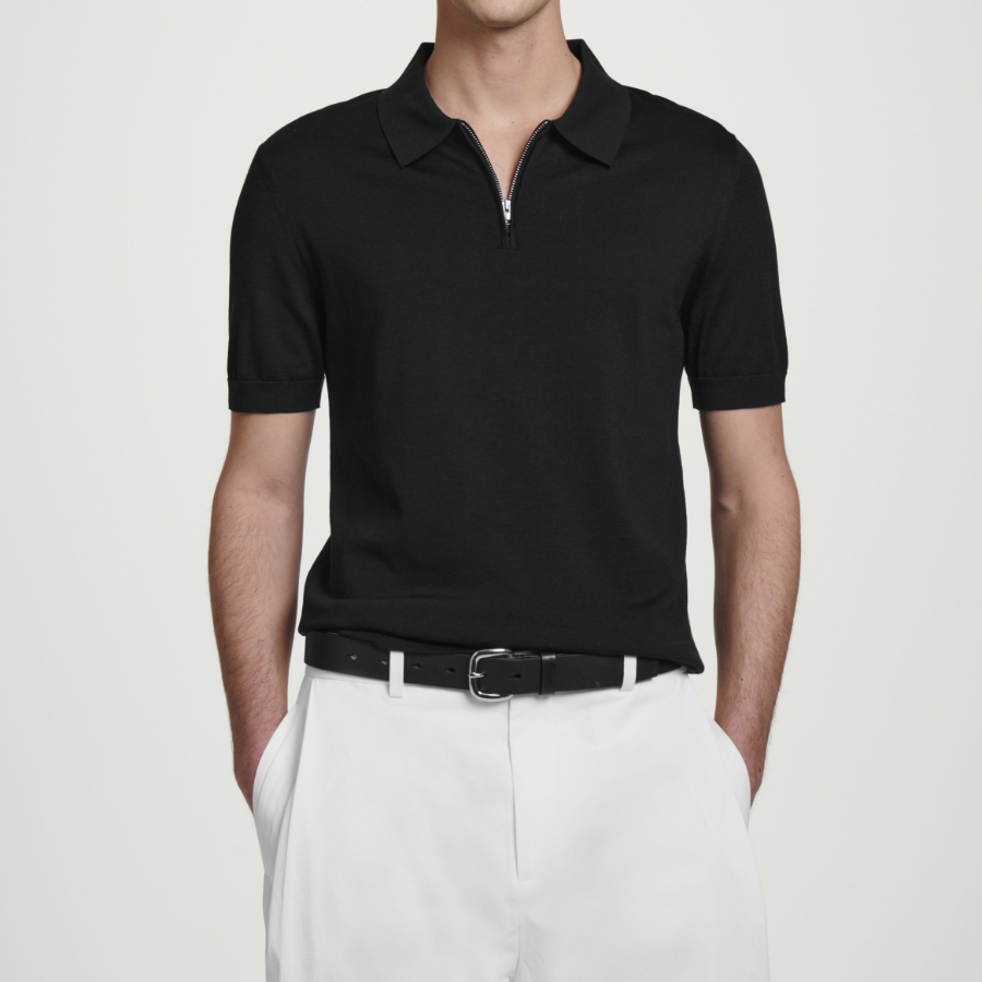 COS – Slim Knitted Silk Zip-Up Polo Shirt