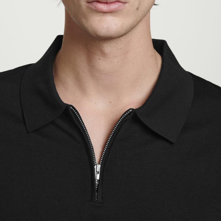 COS – Slim Knitted Silk Zip-Up Polo Shirt